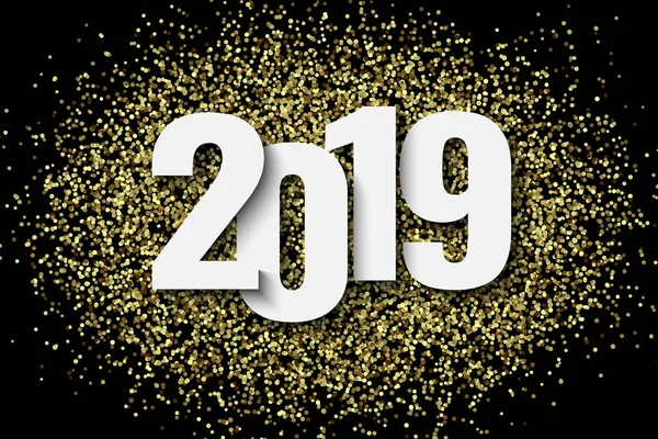 2019 Новорічний Фон Золотою Блискіткою Конфетті Святковий Шаблон Преміум Дизайну — стоковий вектор