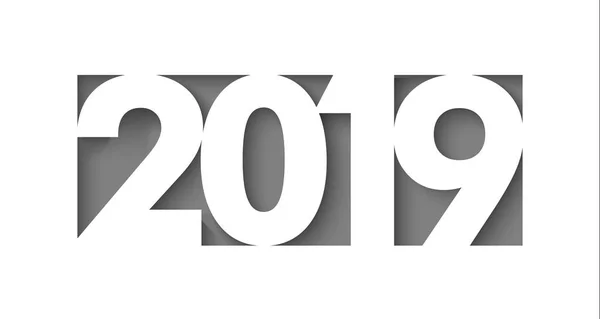 新年あけましておめでとうございます 2019 カット紙背景 ベクトルのパンフレットのデザイン テンプレート — ストックベクタ