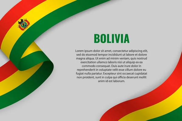 Schleife Oder Banner Mit Der Flagge Boliviens Schwenken Vorlage Für — Stockvektor