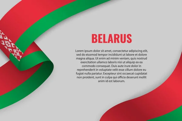 Şerit veya afiş ile Beyaz Rusya bayrağı sallayarak. Afiş tasarımı için şablon