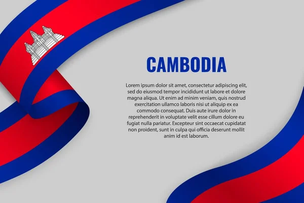 Ruban Bannière Avec Drapeau Cambodge Modèle Pour Conception Affiches — Image vectorielle