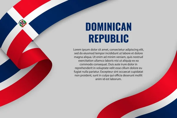 Fita Ondulante Bandeira Com Bandeira República Dominicana Modelo Para Design — Vetor de Stock