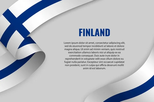 Размахивая Лентой Баннером Флагом Финляндии Шаблон Оформления Плаката — стоковый вектор