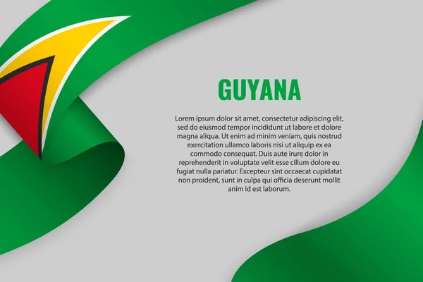 Vifta Med Band Eller Banner Med Flagga Guyana Mall För — Stock vektor
