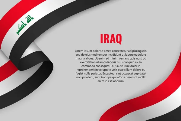 Waving Ribbon Banner Flag Iraq Template Poster Design — Stock Vector