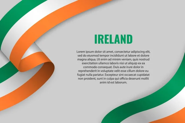 Waving Ribbon Banner Flag Ireland Template Poster Design — Stock Vector