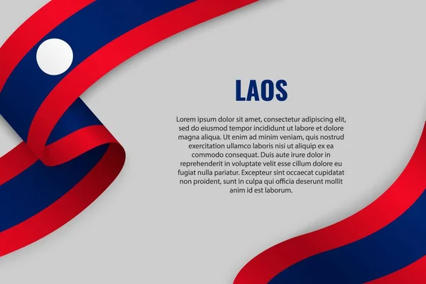 Cinta Ondeante Estandarte Con Bandera Laos Plantilla Para Diseño Póster — Vector de stock