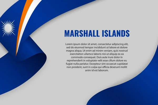 Waving Ribbon Banner Flag Marshall Islands Template Poster Design — Stock Vector