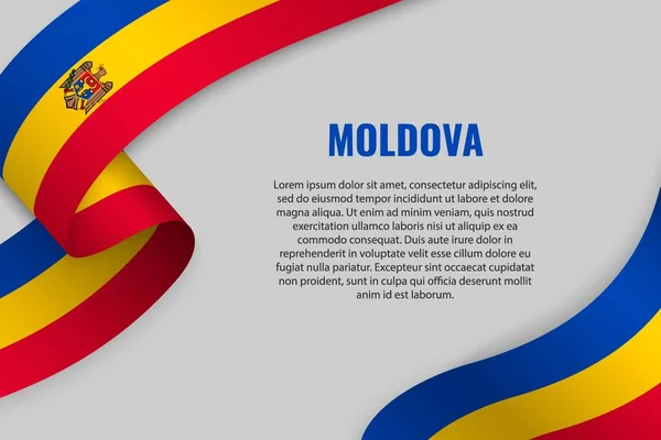 リボンやモルドバの国旗の旗を振っています ポスター デザインのテンプレート — ストックベクタ