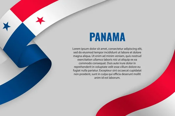 Ruban Agitation Bannière Avec Drapeau Panama Modèle Pour Conception Affiches — Image vectorielle