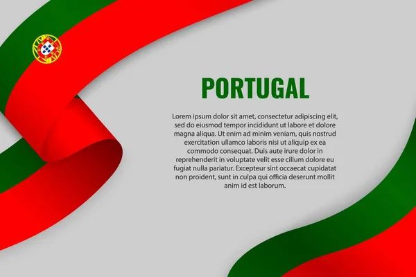 Размахивая Лентой Баннером Флагом Португалии Шаблон Оформления Плаката — стоковый вектор