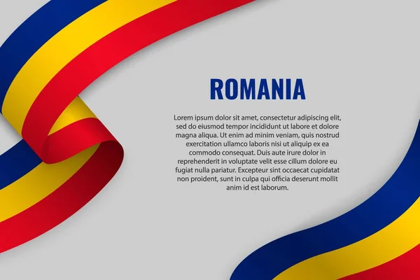 Macha Wstążki Lub Baner Flaga Rumunii Szablon Projekt Plakatu — Wektor stockowy