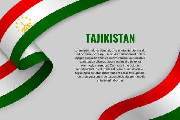 Schleife Oder Fahne Mit Flagge Von Tadschikistan Schwenken Vorlage Für — Stockvektor