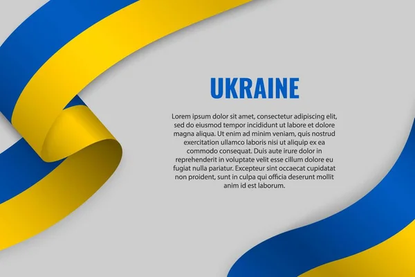 Şerit veya afiş ile Ukrayna bayrağı sallayarak. Afiş tasarımı için şablon