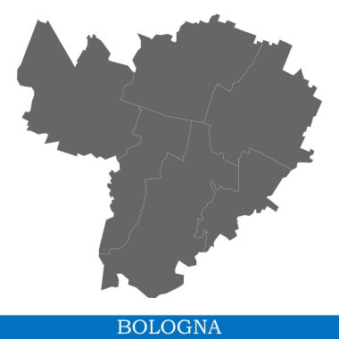 Bir şehir İtalya, ilçe sınırları ile yüksek kaliteli harita Bologna olduğunu