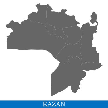 Bir şehir Rusya'nın, ilçe sınırları ile yüksek kaliteli harita bir kazan olduğunu