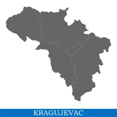 Yüksek kalite Kragujevac bir şehir Sırbistan, ilçe sınırları ile haritasıdır