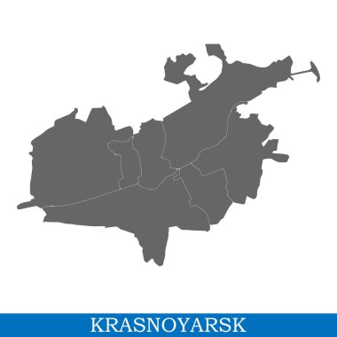 Yüksek kalite Krasnoyarsk bir şehir Rusya'nın, ilçe sınırları ile haritasıdır