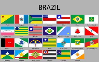 all Flags of states of Brazil. Vector illustraion clipart