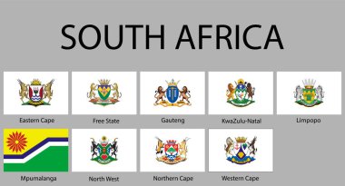 all Flags of regions of South Africa. Vector illustraion clipart
