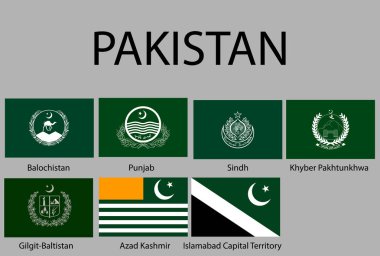 all Flags of regions of Pakistan. Vector illustraion clipart
