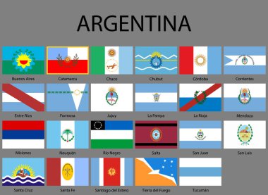 all Flags of provinces of Argentina. Vector illustraion clipart