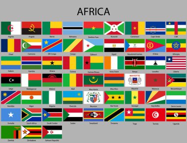 Afrika vektör çizim tüm bayrakları. bayrağı ayarlanmış