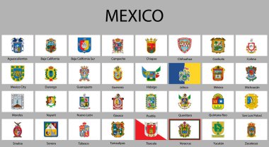 all Flags of regions of Mexico. Vector illustraion clipart