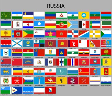 all Flags of regions of Russia. Vector illustraion clipart