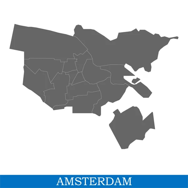 Mapa Alta Calidad Amsterdam Una Ciudad Holanda Con Fronteras Los — Vector de stock