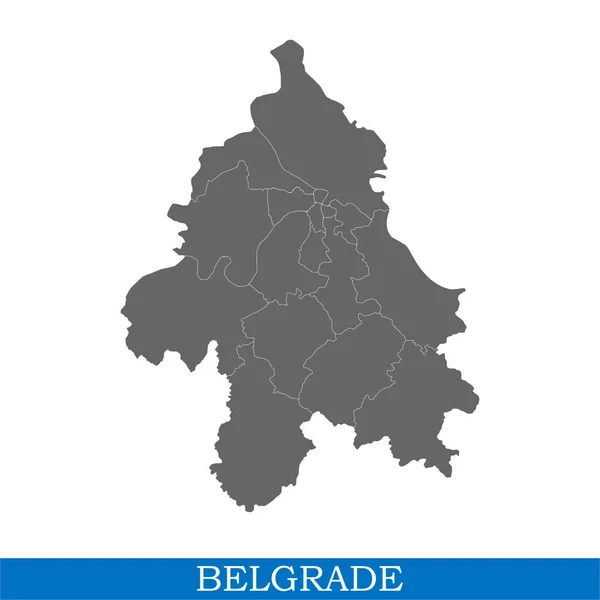 Mapa Alta Calidad Belgrado Una Ciudad Serbia Con Fronteras Distritos — Vector de stock