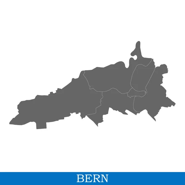 Wysokiej Jakości Mapa Berno Miasto Szwajcarii Granicami Dzielnic — Wektor stockowy