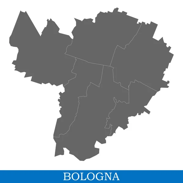 Wysokiej Jakości Mapy Bolonia Miasto Granicami Dzielnic Włochy — Wektor stockowy