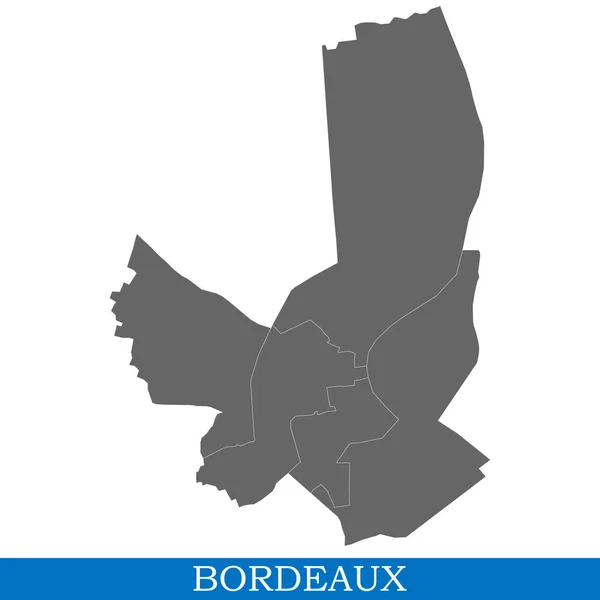 Mapa Alta Calidad Burdeos Una Ciudad Francia Con Fronteras Distritos — Vector de stock