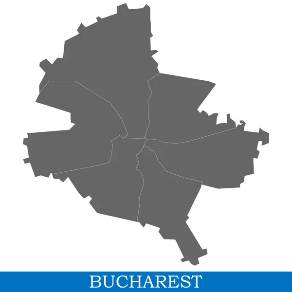 Yüksek Kaliteli Harita Bükreş Romanya Yılında Ilçe Sınırları Ile Kurulmuştur — Stok Vektör