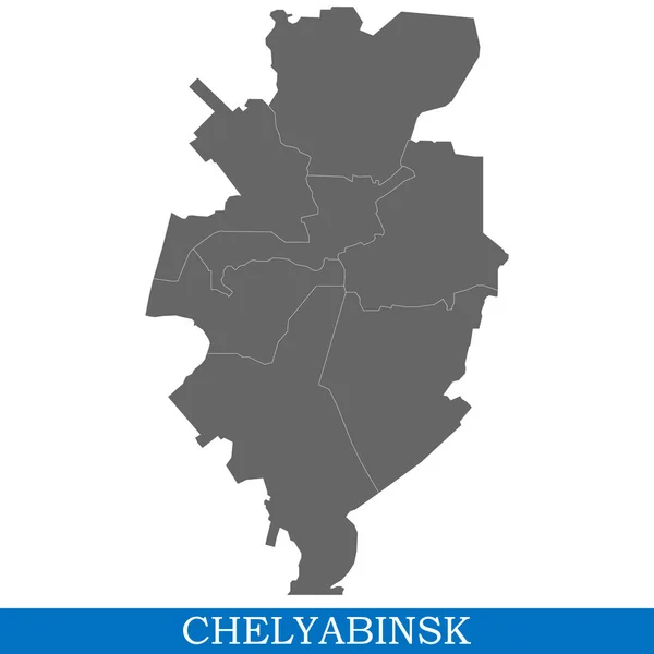 チェリャビンスクの高品質な地図は地区の境界をロシア都市 — ストックベクタ