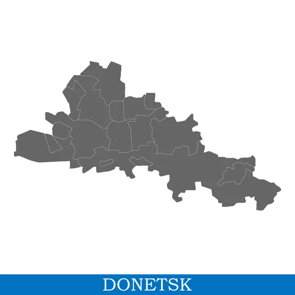Mapa Alta Calidad Donetsk Una Ciudad Ucrania Con Fronteras Distritos — Vector de stock
