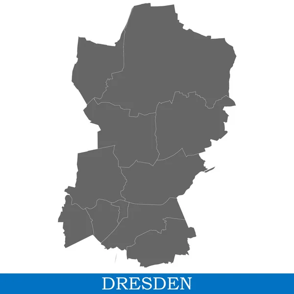 Mapa Alta Calidad Dresde Una Ciudad Alemania Con Fronteras Distritos — Vector de stock