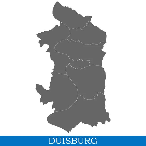 デュースブルクの高品質な地図は地区の境界をドイツ都市 — ストックベクタ