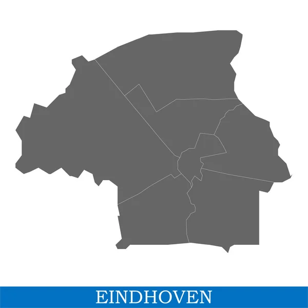 Alta Qualidade Mapa Eindhoven Uma Cidade Holanda Com Fronteiras Dos — Vetor de Stock