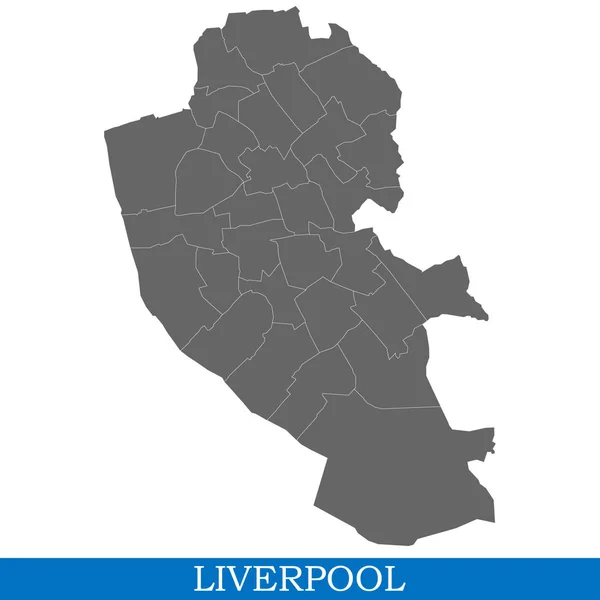 Mapa Alta Calidad Liverpool Una Ciudad Reino Unido Con Fronteras — Vector de stock