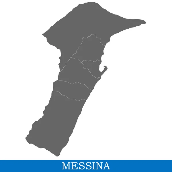 Mapa Alta Calidad Messina Una Ciudad Italia Con Fronteras Distritos — Vector de stock