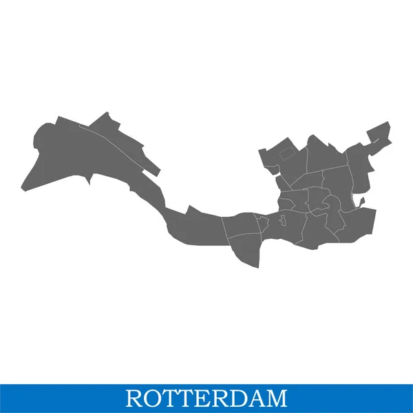 High Quality Map Rotterdam City Netherlands Borders Districts — Stock Vector