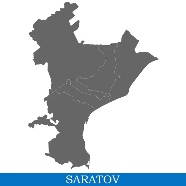 Карта Высокого Качества Саратова Город России Границами Районов — стоковый вектор