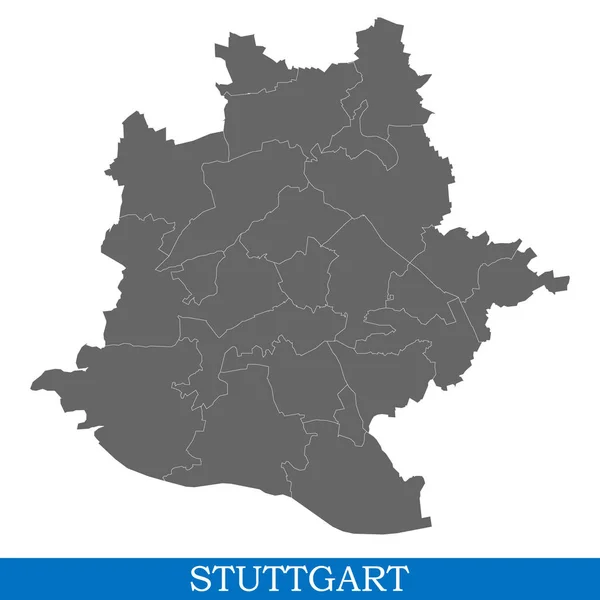 Mapa Alta Calidad Stuttgart Una Ciudad Alemania Con Fronteras Distritos — Vector de stock