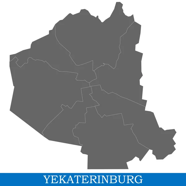 Mapa Alta Calidad Ekaterimburgo Una Ciudad Rusia Con Fronteras Distritos — Vector de stock