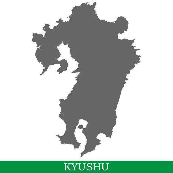 Hochwertige Karte Von Kyushu Ist Die Insel Japan — Stockvektor