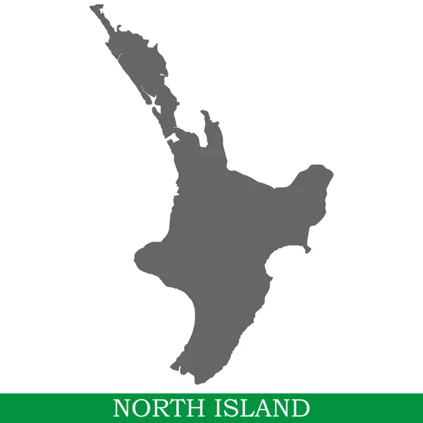 Карта Высокого Качества Северного Острова Остров Новая Зеландия — стоковый вектор