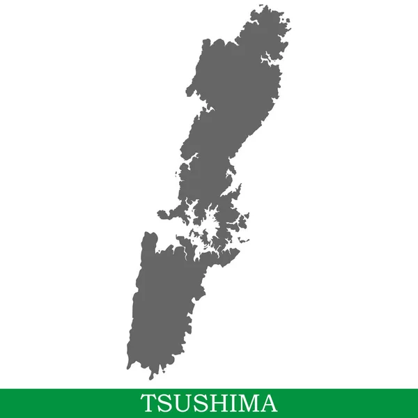 High Quality Map Tsushima Island Japan — Stock Vector