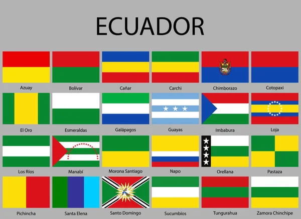 Todas Las Provincias Banderas Ecuador Ilustración Vectorial — Vector de stock